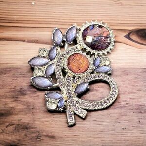 Vintage Signed Napier Floral Rhinestone Brooch *Like New*